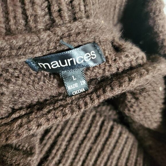 Maurices Brown Cable Knit Shawl Collar Short Sleeve Sweater Vest Size L - Picture 6 of 8